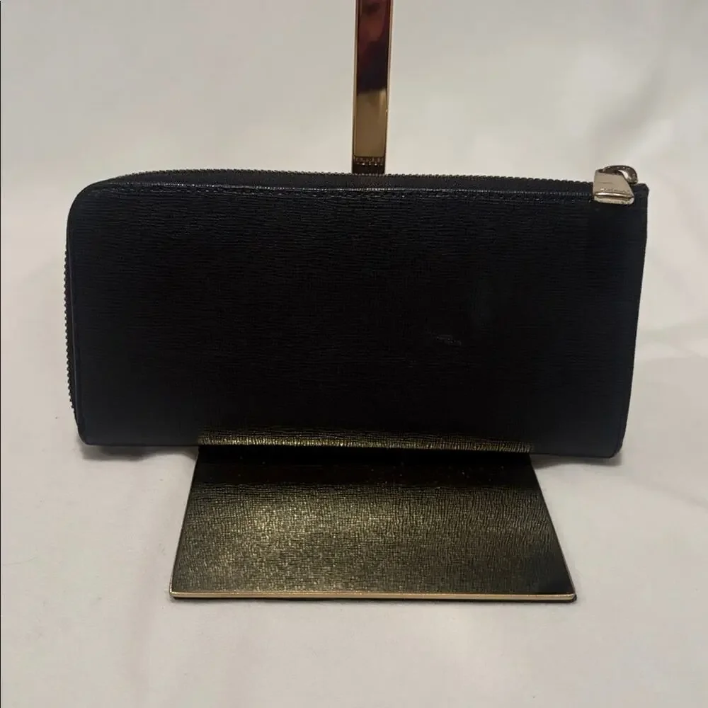 Furla leather black long wallet